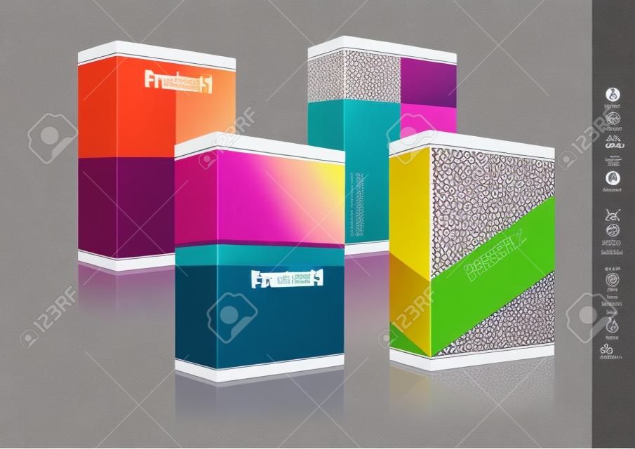 Modèle de boîte de produit avec la conception de couleur différente