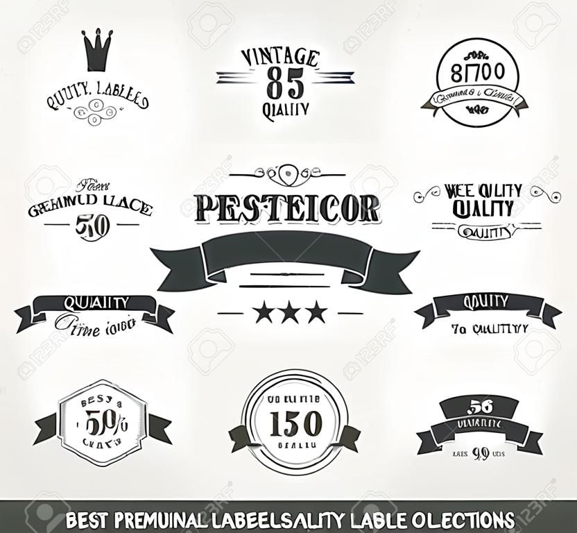 Vintage Styled Premium Quality  Labels and Ribbons collection with black grungy design  