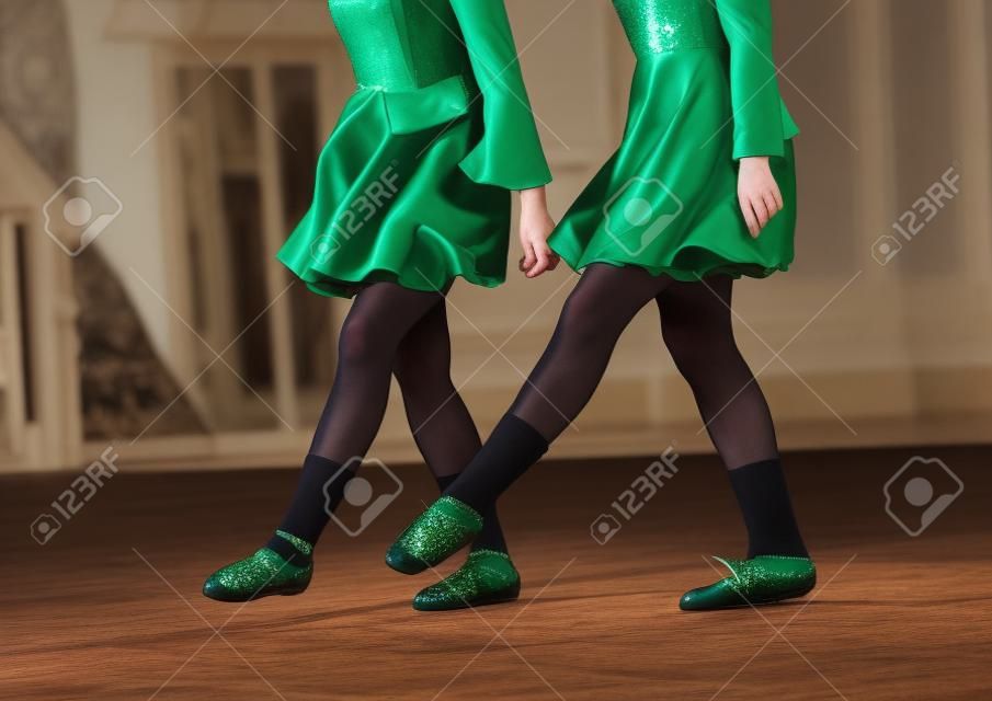 Irish dancing legs in national shoes and dress