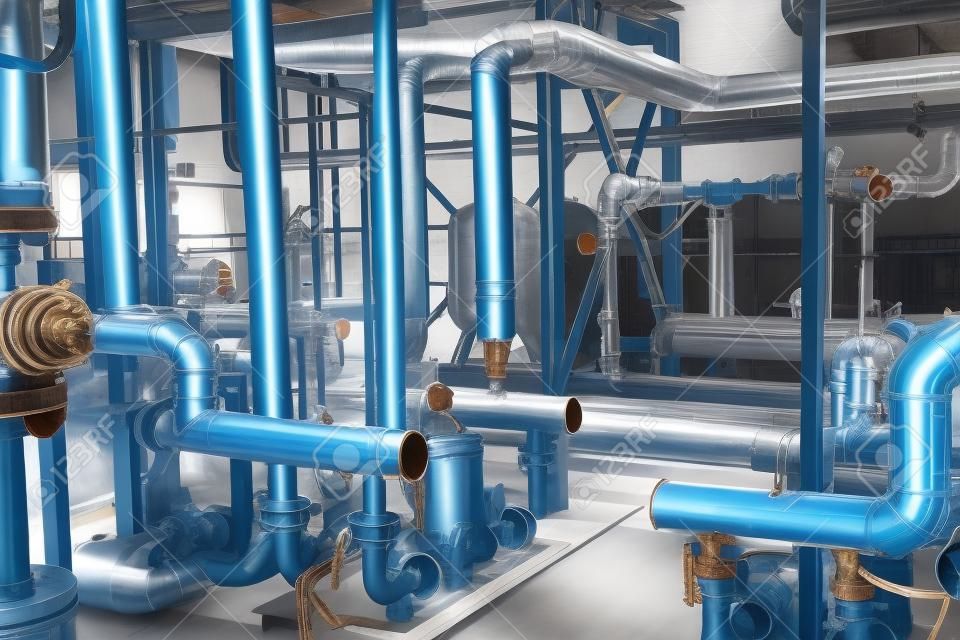 tuberías de agua industrial en la fábrica
