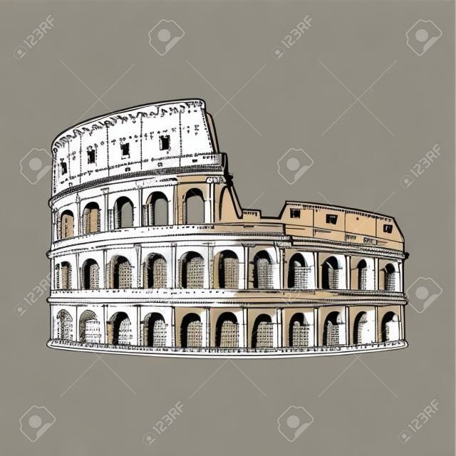 Colosseum vector illustration. Colosseum line drawing
