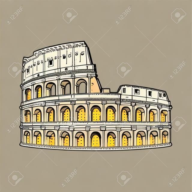 Colosseum vector illustration. Colosseum line drawing
