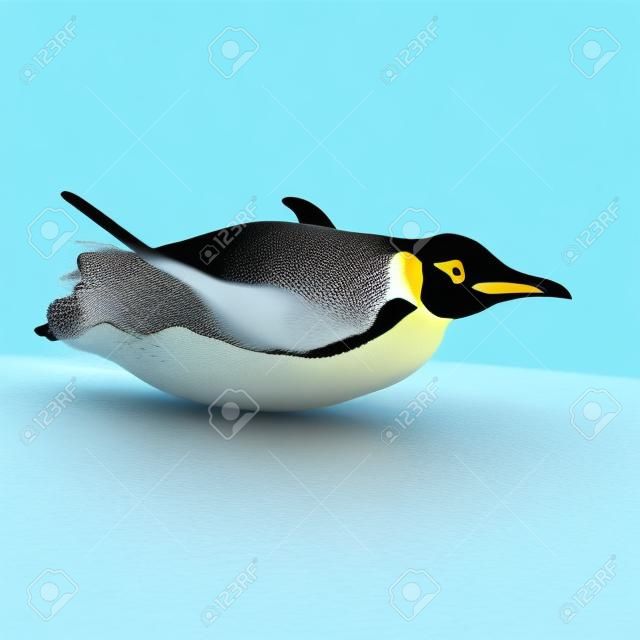 Emperor penguin sliding. isolated on white background. 3D illustration