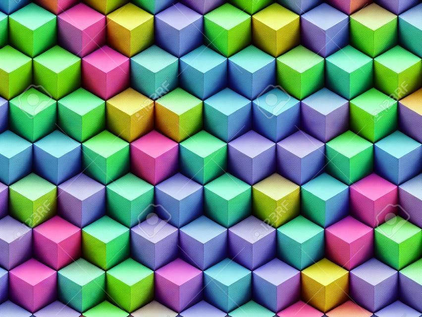 カラフルな 3 D の幾何学的なボックスの背景 - きょうしんキューブ シームレス パターン
