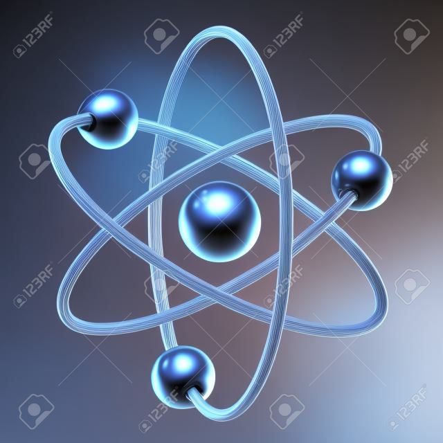 Abstract model of atom - 3D science render with clipping path
