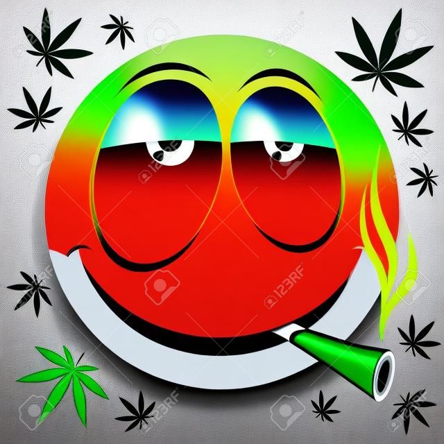 Emoji 흡연 마리화나 - 다채로운 만화 그림