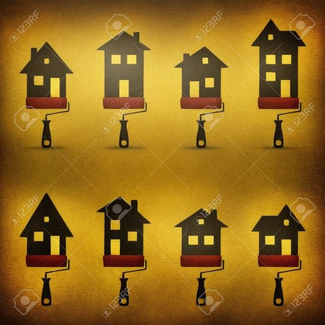 Set of house renovation icons. Painting services icons