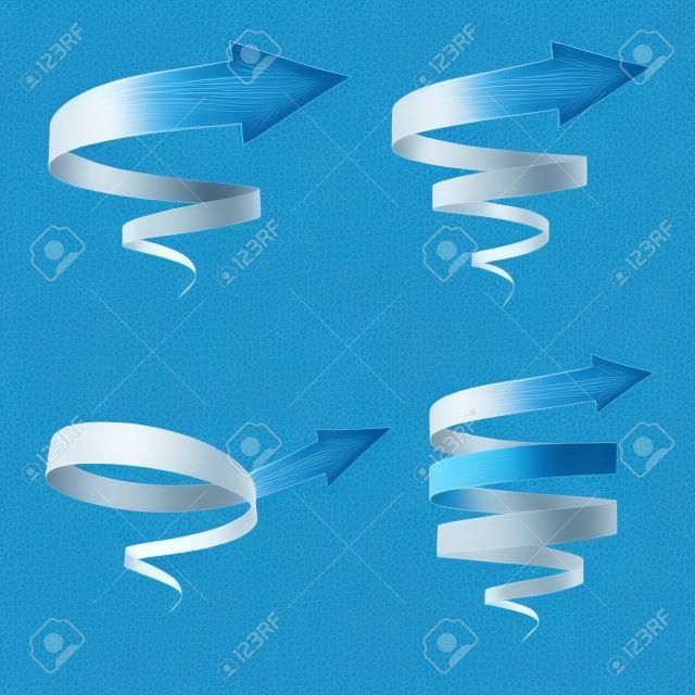 Set of blue spiral arrows