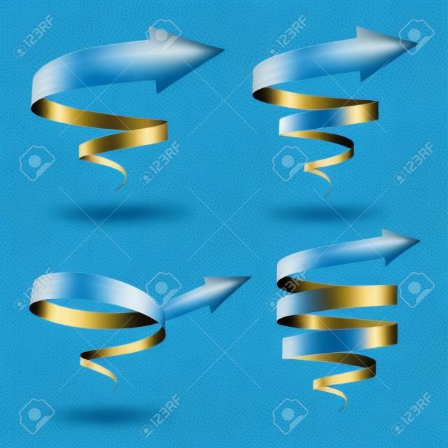 Set of blue spiral arrows