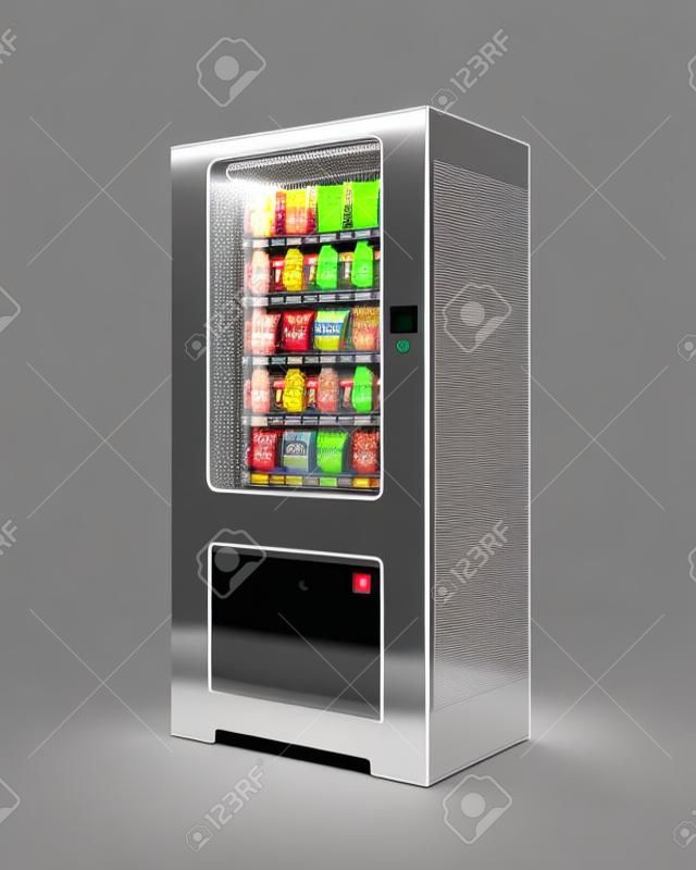 Торговый автомат по продаже закусок и соды, изолированные. 3D-рендеринг.