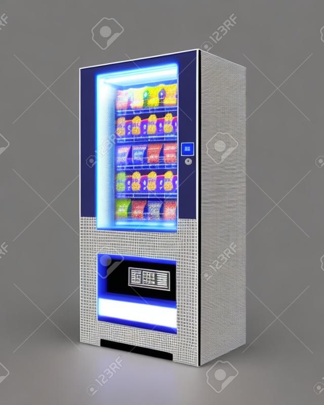 Vending machine for snacks and soda isolated. 3d rendering.