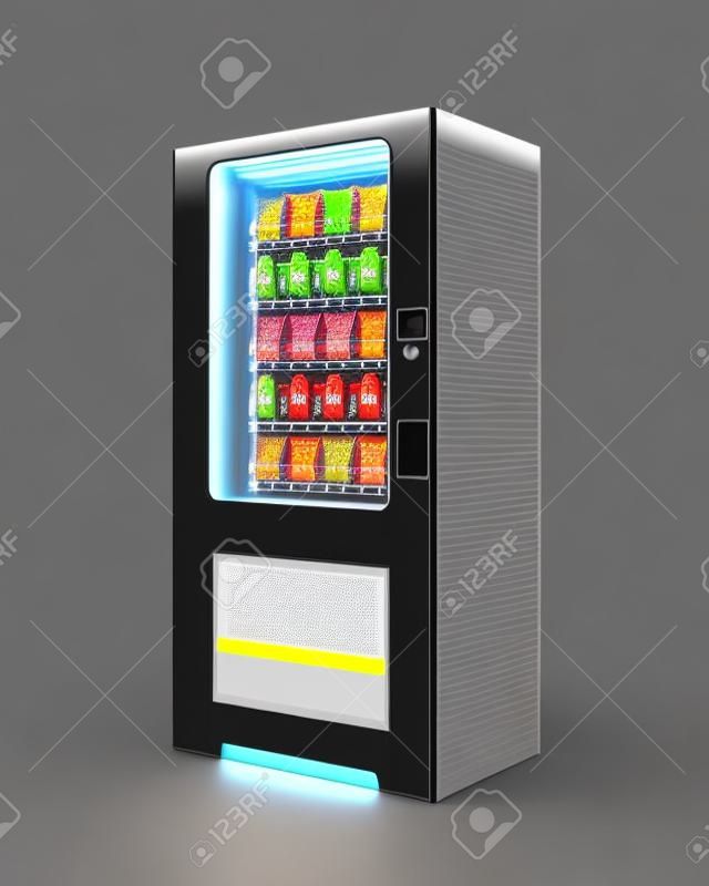 スナックと分離されたソーダの自動販売機。3 d レンダリング。