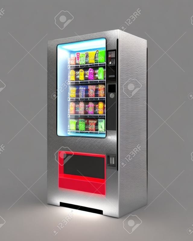 Торговый автомат по продаже закусок и соды, изолированные. 3D-рендеринг.