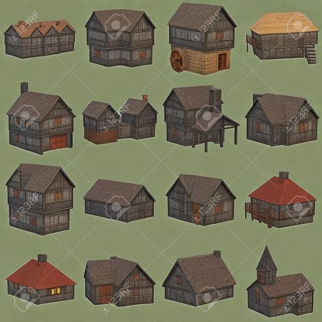gyűjtemény a középkori házak - 3D