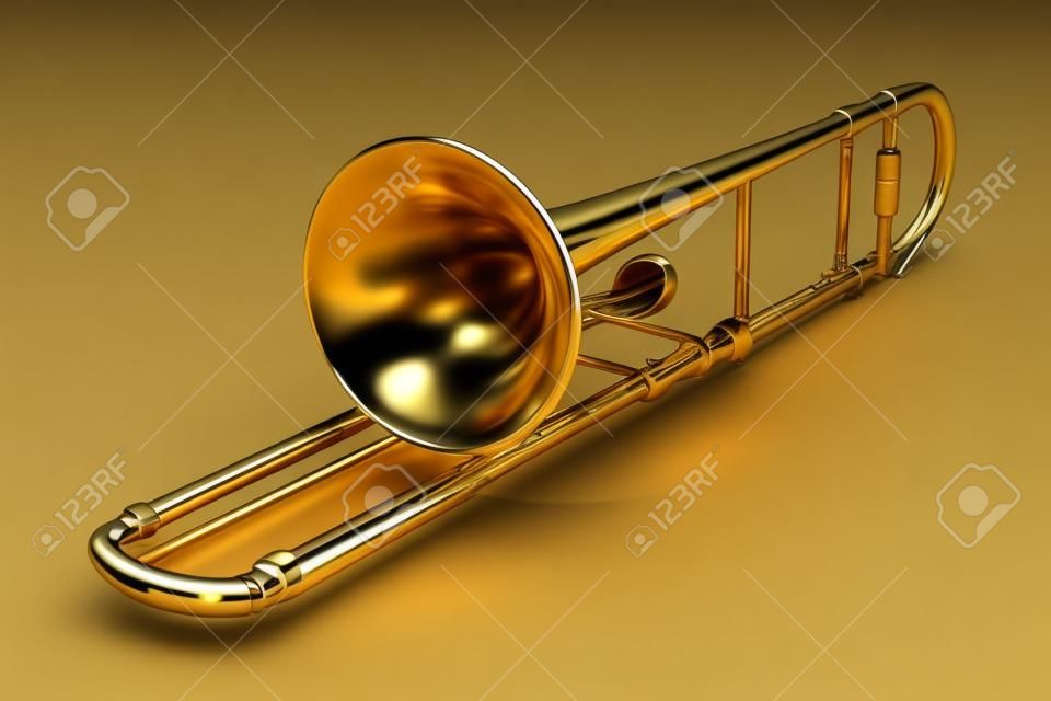 representación 3D de trombón instrumento musical