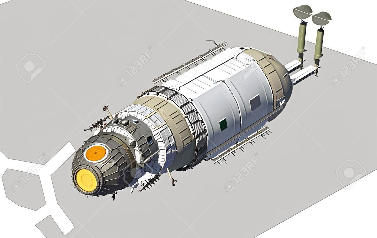 Uluslararası Uzay İstasyonu. Modül "Zvezda". 3D Model.