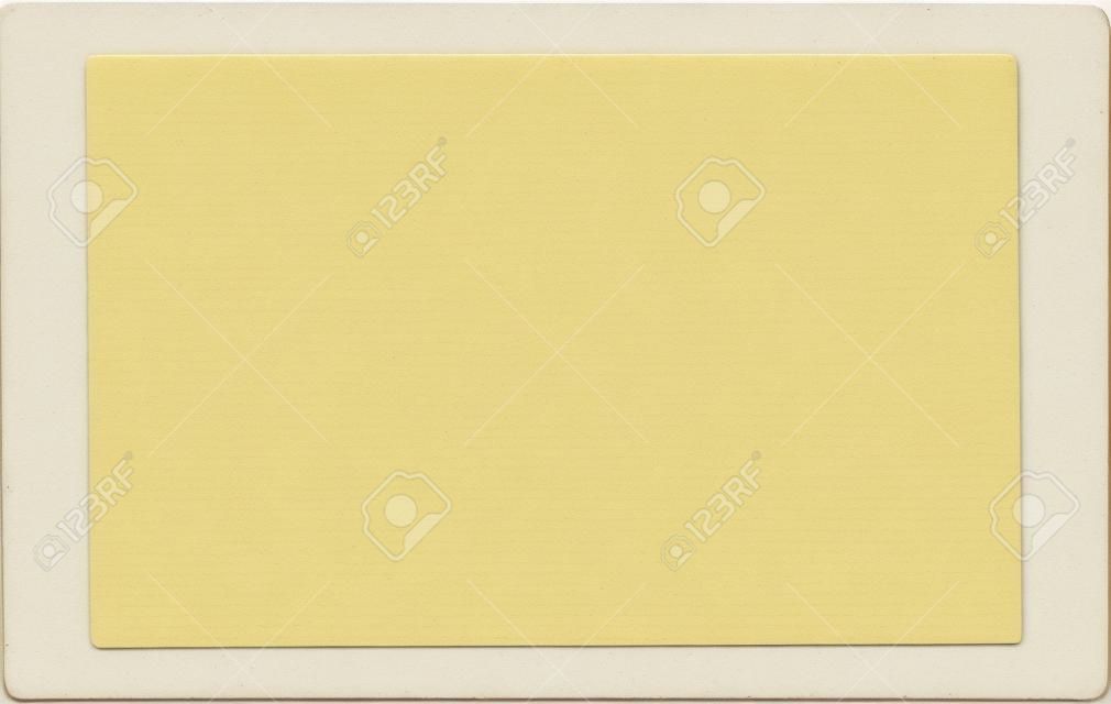 An old, yellowing, lined index card. Card is stained, spoted and worn in places.