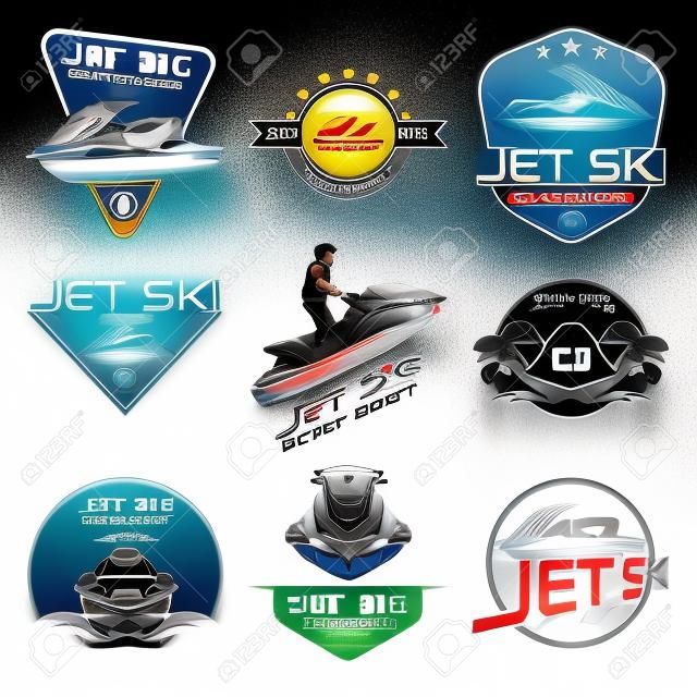 Set Logo jet ski, scooter on a white background