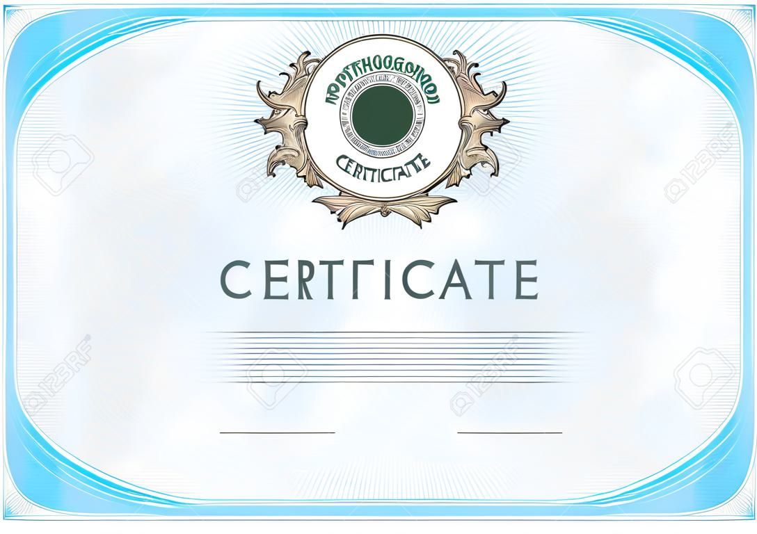 Сертификат с винтажных элементов дизайна и голубых водяных знаков