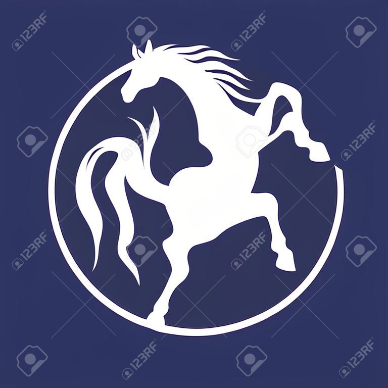 Rearing up horse monochrome silhouette. Can be used for logo, emblem or heraldry design concept. Horse racing. Champion. Hippodrome. Jump racetrack. Equestrian sport.