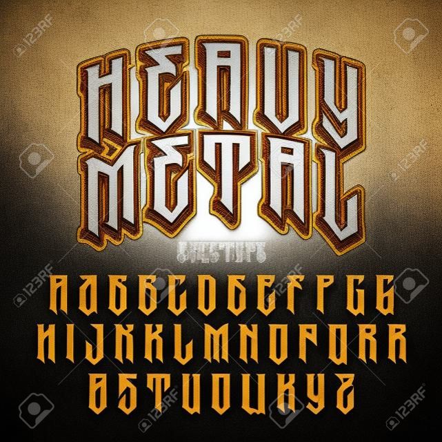 Heavy metal alphabet. Brutal font. Typography for labels, headlines, posters etc.