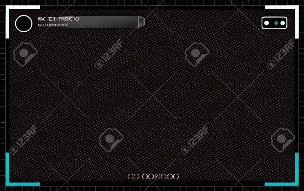Vector Cámara transparente negra rec. Marco de fotografía de pantalla. Calidad de video