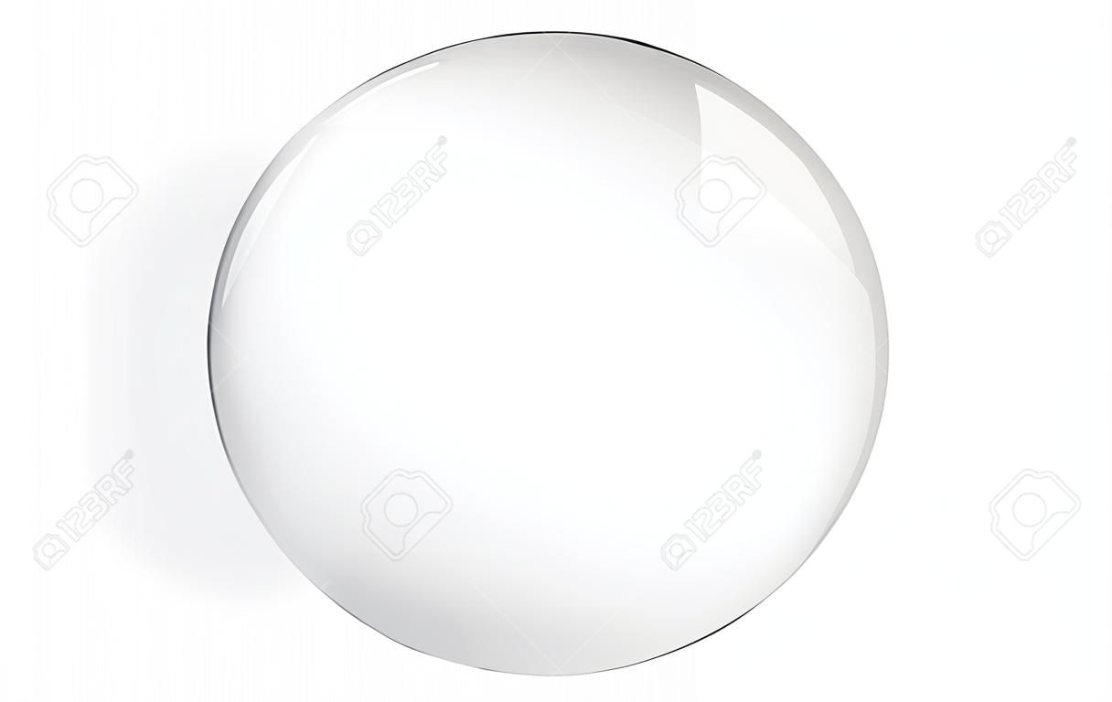Transparent glas. White pearl, water soap bubble, shiny glossy orb realistic design elements