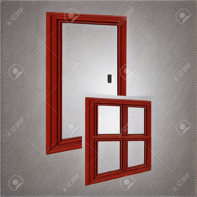 Conception de concept de cadre de fenêtre de porte. Élément de modèle graphique de symbole