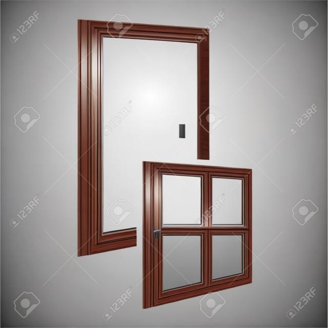 Conception de concept de cadre de fenêtre de porte. Élément de modèle graphique de symbole
