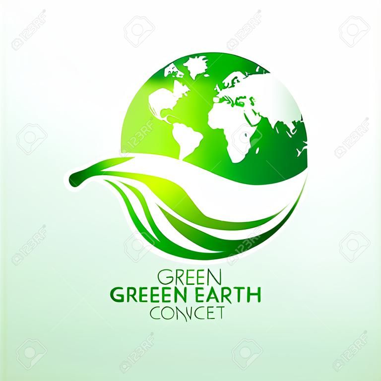 带叶子插图的绿色地球概念