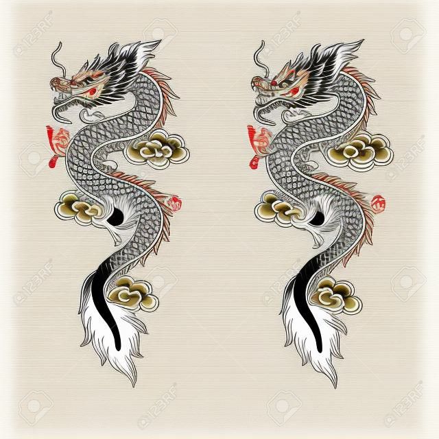 Ilustración de la ilustración tradicional dragón chino