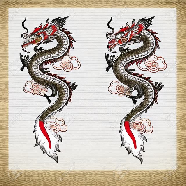 전통적인 중국 용의 그림