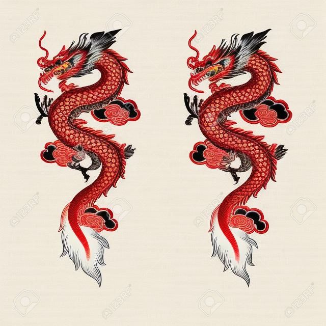 Ilustración de la ilustración tradicional dragón chino
