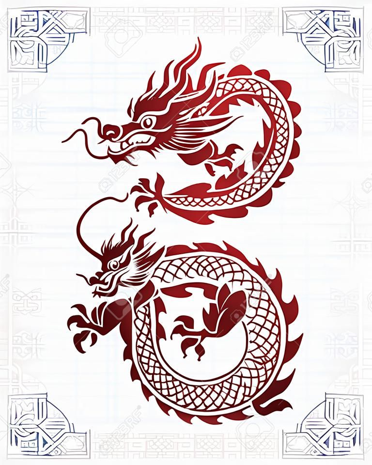 Illusztráció A hagyományos kínai sárkány, vektoros illusztráció