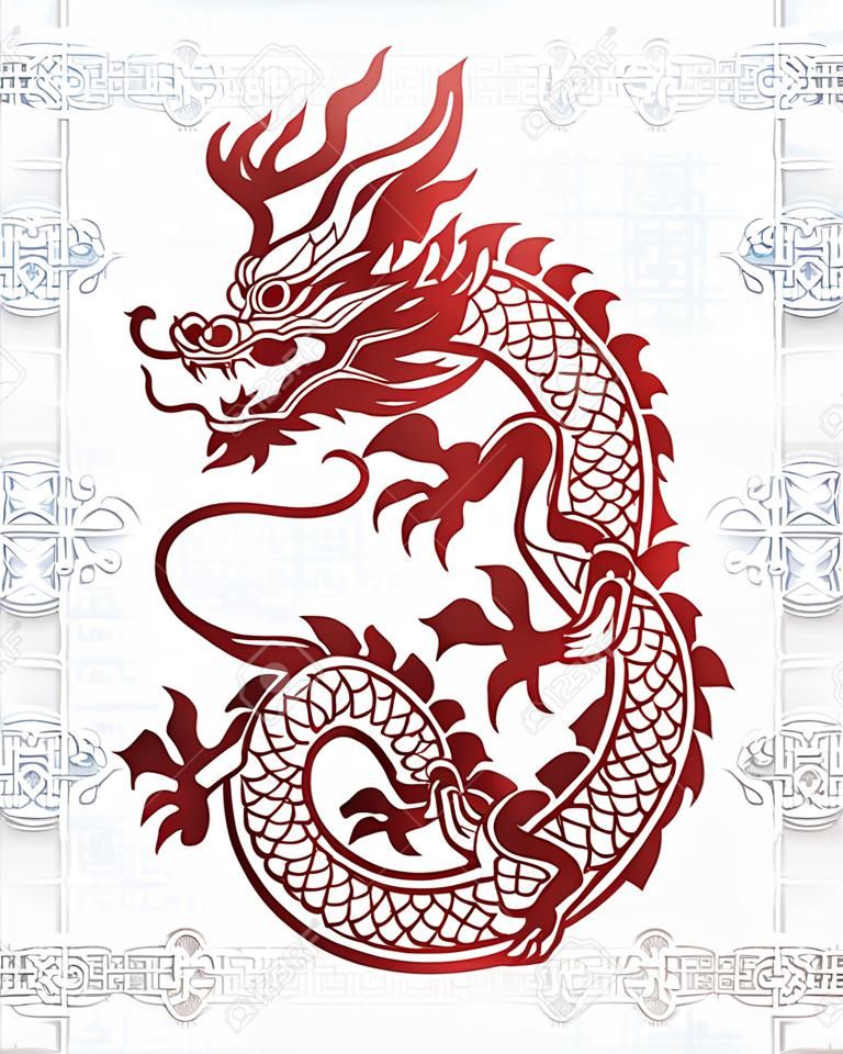 Illusztráció A hagyományos kínai sárkány, vektoros illusztráció