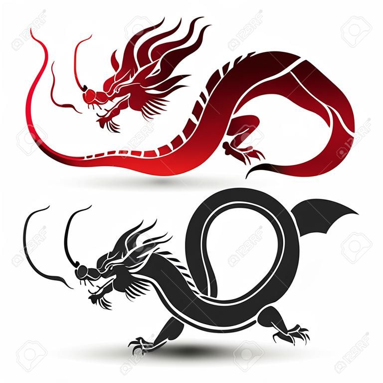 Illustrazione di Drago cinese tradizionale, illustrazione vettoriale