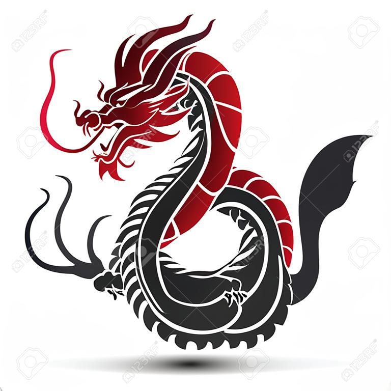 Illustrazione di Drago cinese tradizionale, illustrazione vettoriale