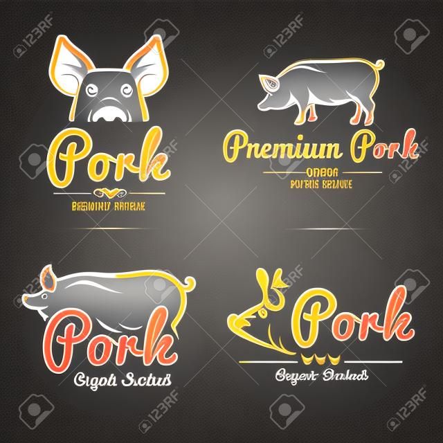 premium pork labels, badges and design elements,vector illustration