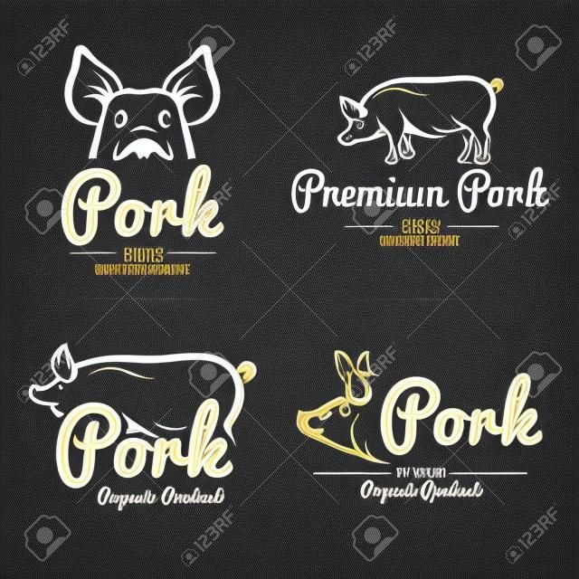 premium pork labels, badges and design elements,vector illustration
