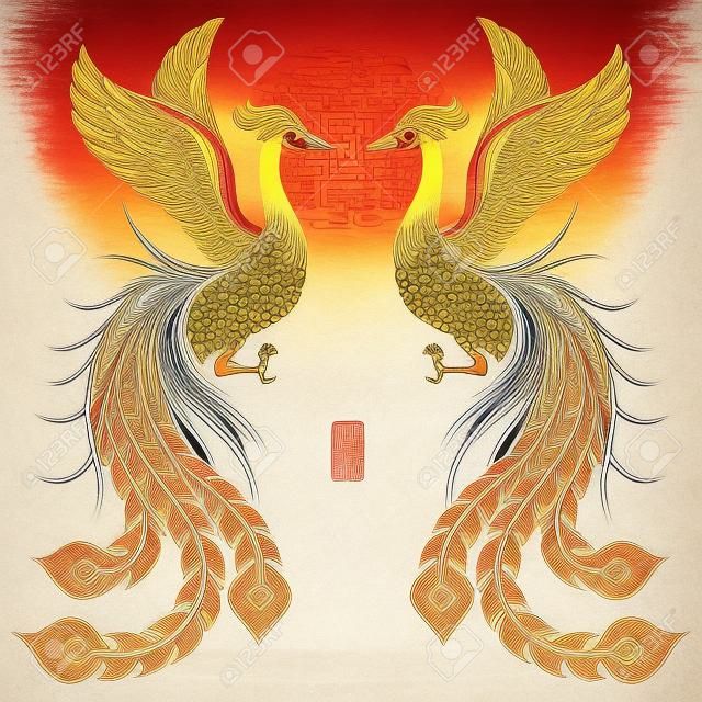 伝統的な鳳凰の図のイラスト文字そのフェニックス
