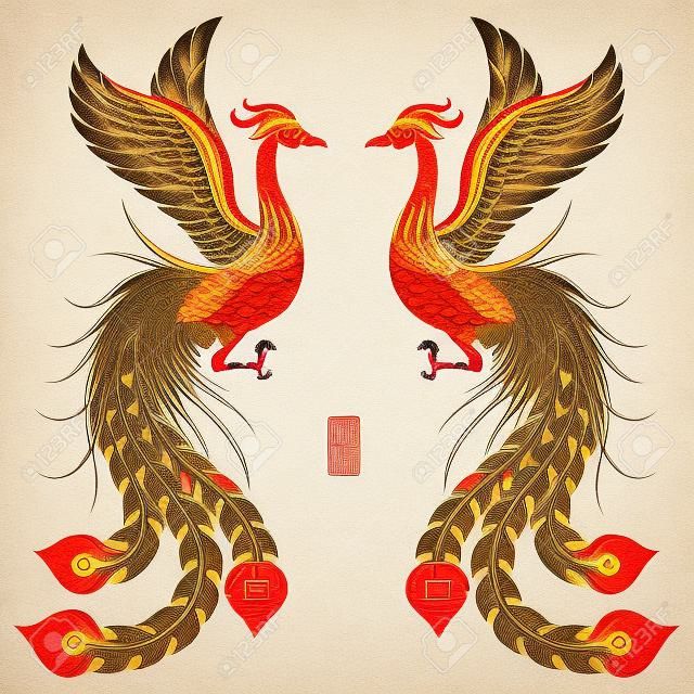 Illustration de phoenix traditionnelle chinoise, illustration, lettres qui phoenix