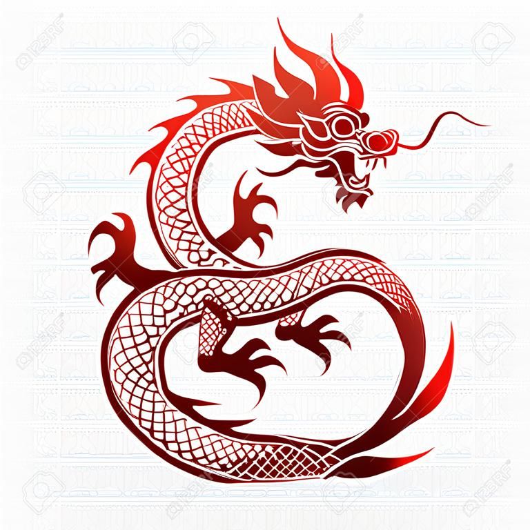 Ilustracja tradycyjnego chińskiego smoka Chiński znak przetłumaczyć smoka, ilustracji wektorowych