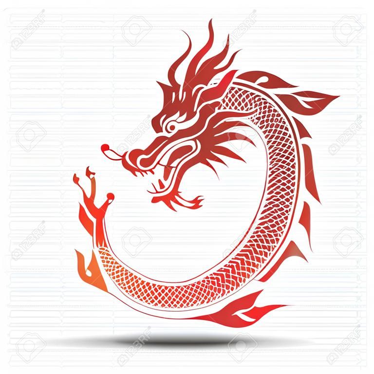 Ilustracja tradycyjnego chińskiego smoka Chiński znak przetłumaczyć smoka, ilustracji wektorowych