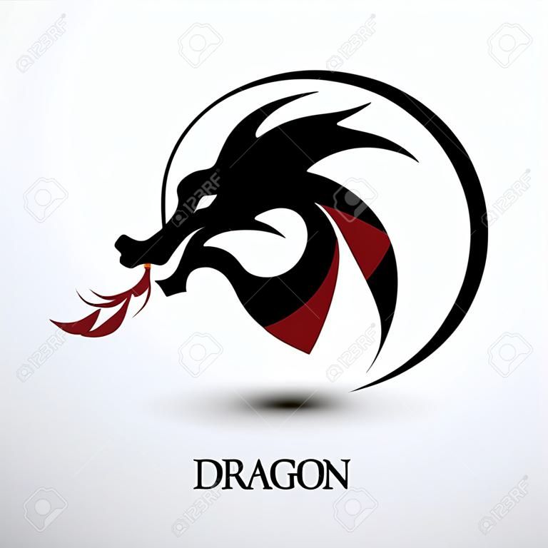 Conception de couleur plate silhouette dragon chinois, illustration vectorielle