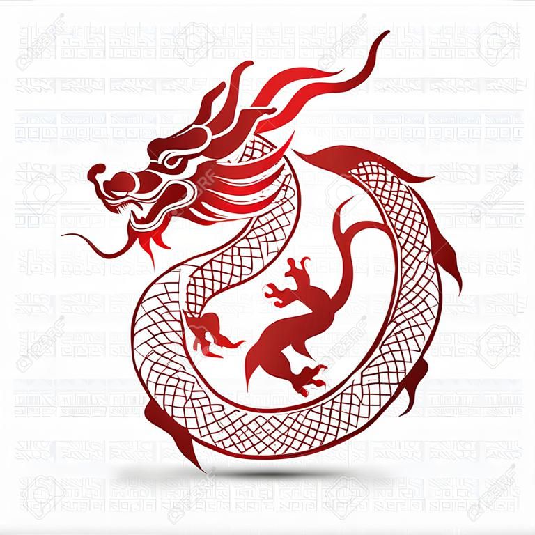 伝統的な中国のドラゴン漢字翻訳ドラゴンのイラスト、ベクトルイラスト