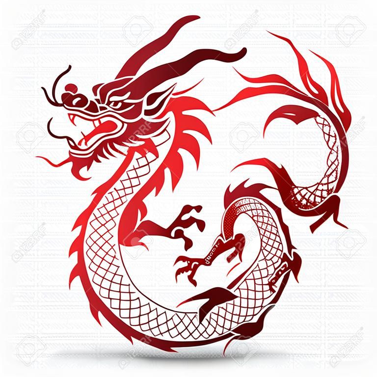Illustration du dragon chinois traditionnel Le caractère chinois traduit le dragon, illustration vectorielle