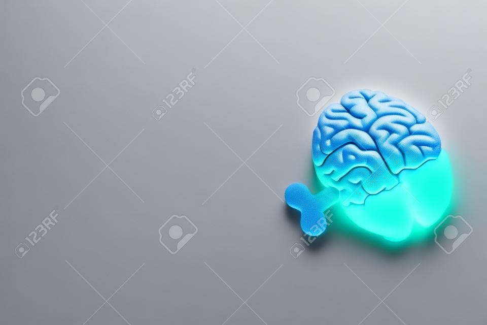Brain charging and mental health concept. Model of human brain, top view