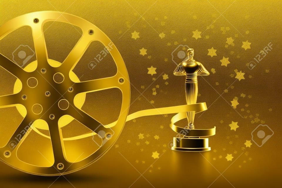 Statua del premio del film d'oro con videocassetta in bobina