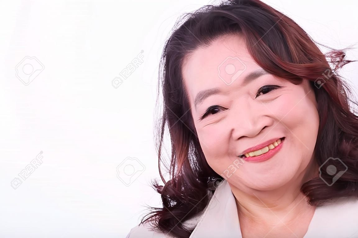 portrait of smiling, happy middle aged woman