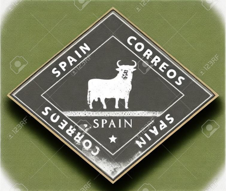 Grunge rubber stamp with word Spain, Correos inside
